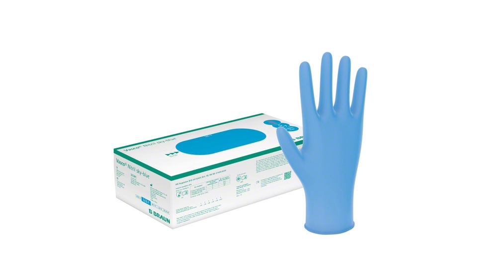 Vasco Nitril sky-blue non-sterile examination gloves of B. Braun
